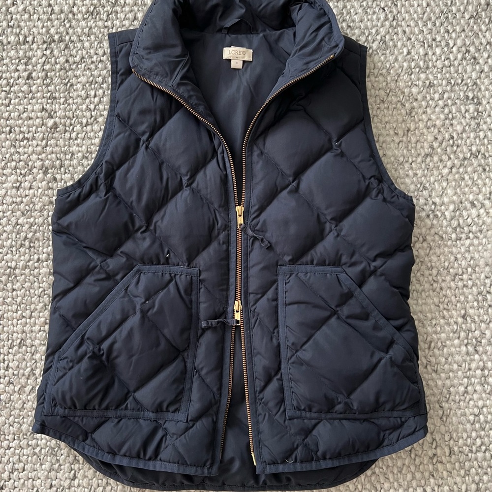 J. Crew Quilted Down Puffer Vest Navy Blue Women's Size small